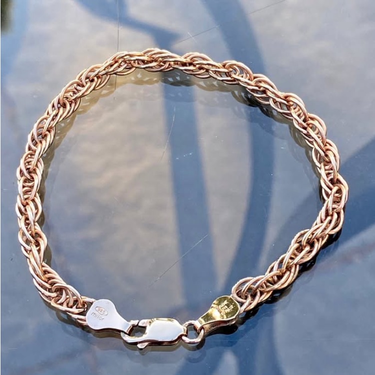 Milor 925 Sterling ‘Rose Gold’ Color Bracelet Made In Italy